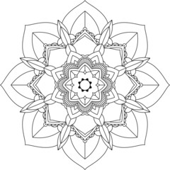 Fototapeta premium Easy Mandala coloring book simple and basic for beginners, seniors and children. Set of Mehndi flower pattern for Henna drawing and tattoo. Decoration in ethnic oriental, Indian style.