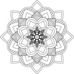 Easy Mandala coloring book simple and basic for beginners, seniors and children. Set of Mehndi flower pattern for Henna drawing and tattoo. Decoration in ethnic oriental, Indian style.