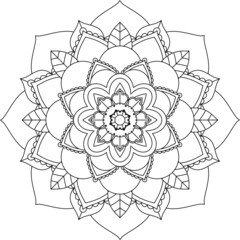 Easy Mandala coloring book simple and basic for beginners, seniors and children. Set of Mehndi flower pattern for Henna drawing and tattoo. Decoration in ethnic oriental, Indian style.