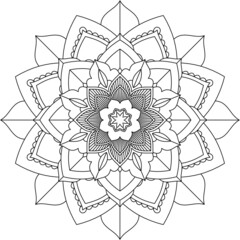 Easy Mandala coloring book simple and basic for beginners, seniors and children. Set of Mehndi flower pattern for Henna drawing and tattoo. Decoration in ethnic oriental, Indian style.