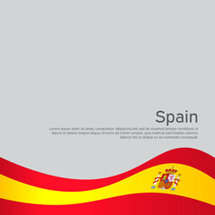 Abstract waving spain flag. Creative background for spain patriotic holiday card design. National poster. Spanish state patriotic cover, flyer. Vector flat design