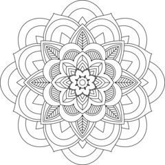 Easy Mandala coloring book simple and basic for beginners, seniors and children. Set of Mehndi flower pattern for Henna drawing and tattoo. Decoration in ethnic oriental, Indian style.