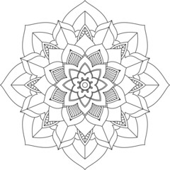 Easy Mandala coloring book simple and basic for beginners, seniors and children. Set of Mehndi flower pattern for Henna drawing and tattoo. Decoration in ethnic oriental, Indian style.