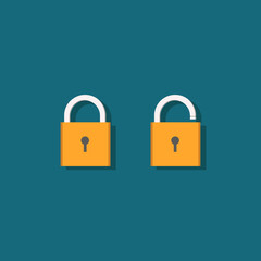 Padlocks or lock open and lock closed icons isolated clip art Premium Vector