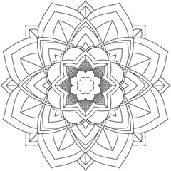 Easy Mandala coloring book simple and basic for beginners, seniors and children. Set of Mehndi flower pattern for Henna drawing and tattoo. Decoration in ethnic oriental, Indian style.