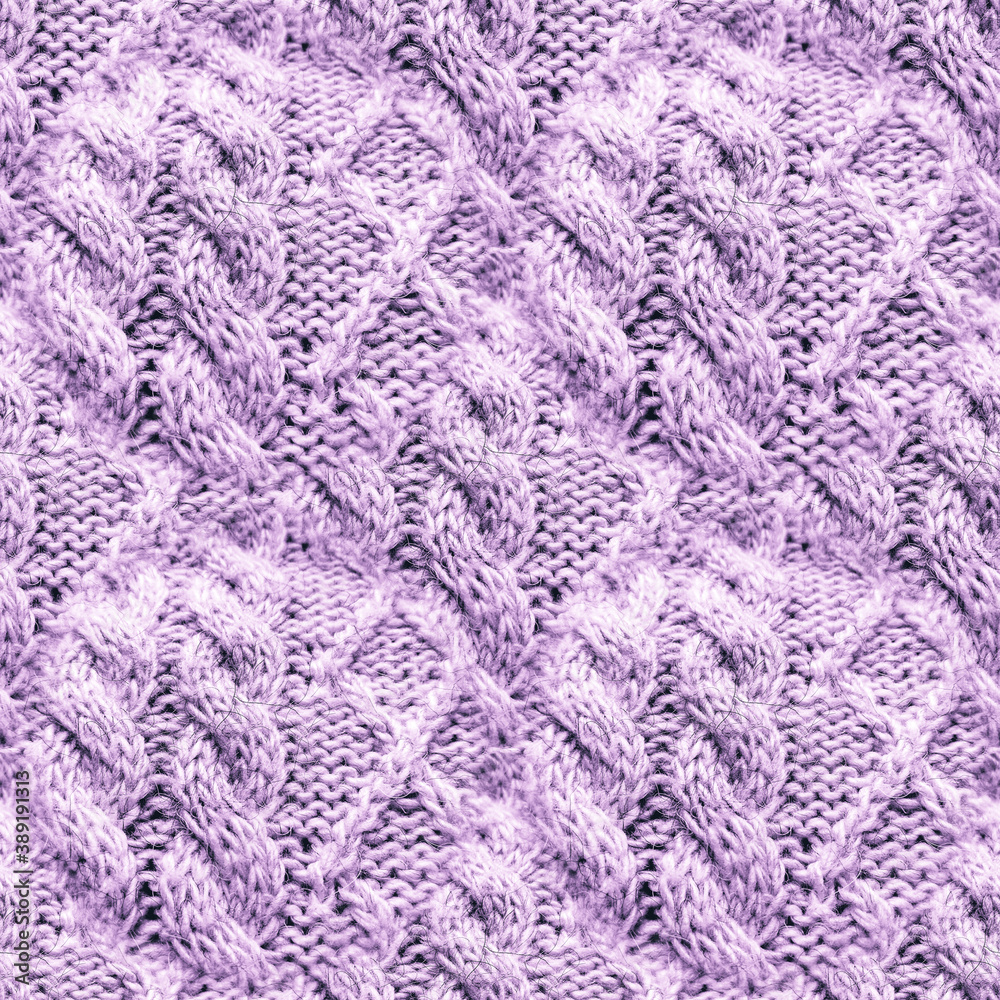 Wall mural violet knit pattern wallpaper. pink pattern.