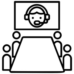 
People in front of presentation representing business seminar
