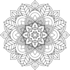 Easy Mandala coloring book simple and basic for beginners, seniors and children. Set of Mehndi flower pattern for Henna drawing and tattoo. Decoration in ethnic oriental, Indian style.