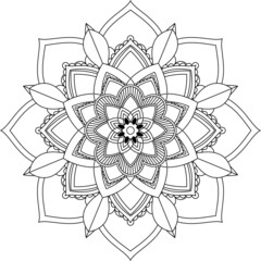 Easy Mandala coloring book simple and basic for beginners, seniors and children. Set of Mehndi flower pattern for Henna drawing and tattoo. Decoration in ethnic oriental, Indian style.