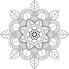 Easy Mandala coloring book simple and basic for beginners, seniors and children. Set of Mehndi flower pattern for Henna drawing and tattoo. Decoration in ethnic oriental, Indian style.