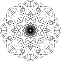 Easy Mandala coloring book simple and basic for beginners, seniors and children. Set of Mehndi flower pattern for Henna drawing and tattoo. Decoration in ethnic oriental, Indian style.