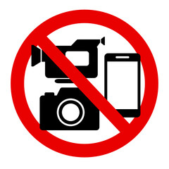 zakaz fotografowania, filmowania  i używania telefonu - obrazy, fototapety, plakaty