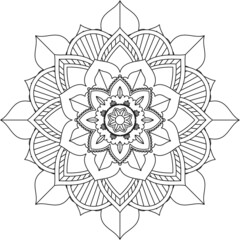 Easy Mandala coloring book simple and basic for beginners, seniors and children. Set of Mehndi flower pattern for Henna drawing and tattoo. Decoration in ethnic oriental, Indian style.
