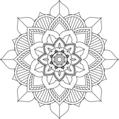 Easy Mandala coloring book simple and basic for beginners, seniors and children. Set of Mehndi flower pattern for Henna drawing and tattoo. Decoration in ethnic oriental, Indian style.