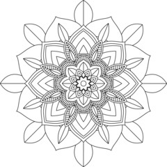 Easy Mandala coloring book simple and basic for beginners, seniors and children. Set of Mehndi flower pattern for Henna drawing and tattoo. Decoration in ethnic oriental, Indian style.