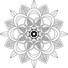 Easy Mandala coloring book simple and basic for beginners, seniors and children. Set of Mehndi flower pattern for Henna drawing and tattoo. Decoration in ethnic oriental, Indian style.