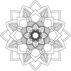 Easy Mandala coloring book simple and basic for beginners, seniors and children. Set of Mehndi flower pattern for Henna drawing and tattoo. Decoration in ethnic oriental, Indian style.