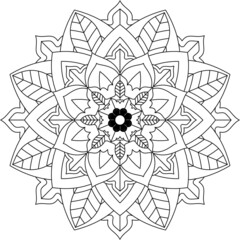 Easy Mandala coloring book simple and basic for beginners, seniors and children. Set of Mehndi flower pattern for Henna drawing and tattoo. Decoration in ethnic oriental, Indian style.