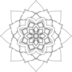 Fototapeta premium Easy Mandala coloring book simple and basic for beginners, seniors and children. Set of Mehndi flower pattern for Henna drawing and tattoo. Decoration in ethnic oriental, Indian style.