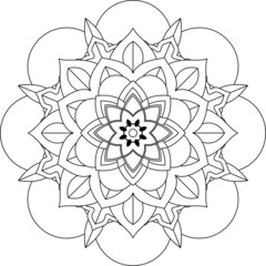 Easy Mandala coloring book simple and basic for beginners, seniors and children. Set of Mehndi flower pattern for Henna drawing and tattoo. Decoration in ethnic oriental, Indian style.