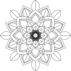 Easy Mandala coloring book simple and basic for beginners, seniors and children. Set of Mehndi flower pattern for Henna drawing and tattoo. Decoration in ethnic oriental, Indian style.