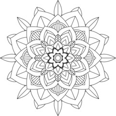 Easy Mandala coloring book simple and basic for beginners, seniors and children. Set of Mehndi flower pattern for Henna drawing and tattoo. Decoration in ethnic oriental, Indian style.