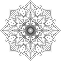 Easy Mandala coloring book simple and basic for beginners, seniors and children. Set of Mehndi flower pattern for Henna drawing and tattoo. Decoration in ethnic oriental, Indian style.