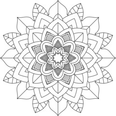 Easy Mandala coloring book simple and basic for beginners, seniors and children. Set of Mehndi flower pattern for Henna drawing and tattoo. Decoration in ethnic oriental, Indian style.