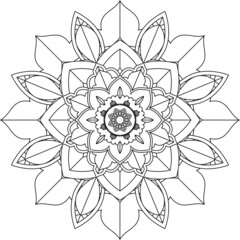Easy Mandala coloring book simple and basic for beginners, seniors and children. Set of Mehndi flower pattern for Henna drawing and tattoo. Decoration in ethnic oriental, Indian style.
