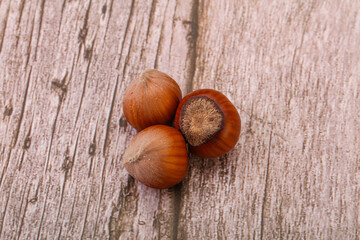 Hazelnut heap isolated over background