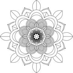 Easy Mandala coloring book simple and basic for beginners, seniors and children. Set of Mehndi flower pattern for Henna drawing and tattoo. Decoration in ethnic oriental, Indian style.
