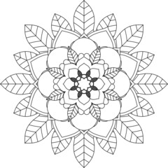 Easy Mandala coloring book simple and basic for beginners, seniors and children. Set of Mehndi flower pattern for Henna drawing and tattoo. Decoration in ethnic oriental, Indian style.