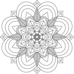 Easy Mandala coloring book simple and basic for beginners, seniors and children. Set of Mehndi flower pattern for Henna drawing and tattoo. Decoration in ethnic oriental, Indian style.