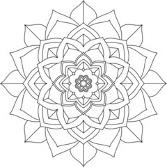 Easy Mandala coloring book simple and basic for beginners, seniors and children. Set of Mehndi flower pattern for Henna drawing and tattoo. Decoration in ethnic oriental, Indian style.