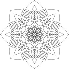 Easy Mandala coloring book simple and basic for beginners, seniors and children. Set of Mehndi flower pattern for Henna drawing and tattoo. Decoration in ethnic oriental, Indian style.