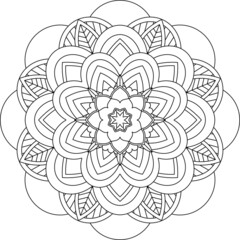 Easy Mandala coloring book simple and basic for beginners, seniors and children. Set of Mehndi flower pattern for Henna drawing and tattoo. Decoration in ethnic oriental, Indian style.