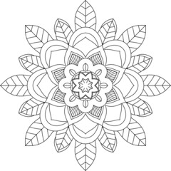 Easy Mandala coloring book simple and basic for beginners, seniors and children. Set of Mehndi flower pattern for Henna drawing and tattoo. Decoration in ethnic oriental, Indian style.
