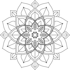 Easy Mandala coloring book simple and basic for beginners, seniors and children. Set of Mehndi flower pattern for Henna drawing and tattoo. Decoration in ethnic oriental, Indian style.