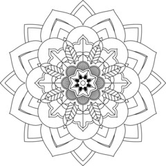 Easy Mandala coloring book simple and basic for beginners, seniors and children. Set of Mehndi flower pattern for Henna drawing and tattoo. Decoration in ethnic oriental, Indian style.