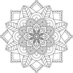 Easy Mandala coloring book simple and basic for beginners, seniors and children. Set of Mehndi flower pattern for Henna drawing and tattoo. Decoration in ethnic oriental, Indian style.