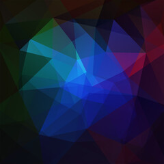 Abstract background consisting of blue, green, purple triangles. Geometric design for business presentations or web template banner flyer. Vector illustration