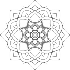 Fototapeta premium Easy Mandala coloring book simple and basic for beginners, seniors and children. Set of Mehndi flower pattern for Henna drawing and tattoo. Decoration in ethnic oriental, Indian style.