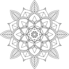 Easy Mandala coloring book simple and basic for beginners, seniors and children. Set of Mehndi flower pattern for Henna drawing and tattoo. Decoration in ethnic oriental, Indian style.