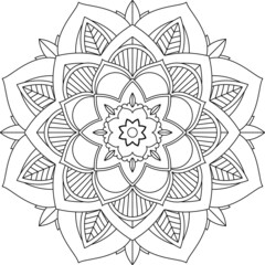 Easy Mandala coloring book simple and basic for beginners, seniors and children. Set of Mehndi flower pattern for Henna drawing and tattoo. Decoration in ethnic oriental, Indian style.