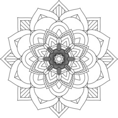 Easy Mandala coloring book simple and basic for beginners, seniors and children. Set of Mehndi flower pattern for Henna drawing and tattoo. Decoration in ethnic oriental, Indian style.