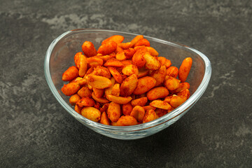 Chili peanut snack in the bowl