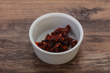 Fried chili pepper sauce with oil