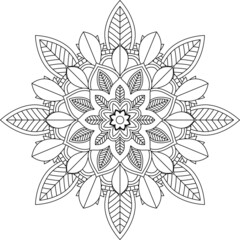 Easy Mandala coloring book simple and basic for beginners, seniors and children. Set of Mehndi flower pattern for Henna drawing and tattoo. Decoration in ethnic oriental, Indian style.