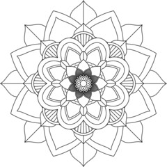 Easy Mandala coloring book simple and basic for beginners, seniors and children. Set of Mehndi flower pattern for Henna drawing and tattoo. Decoration in ethnic oriental, Indian style.