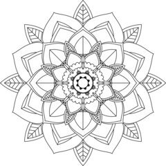 Easy Mandala coloring book simple and basic for beginners, seniors and children. Set of Mehndi flower pattern for Henna drawing and tattoo. Decoration in ethnic oriental, Indian style.